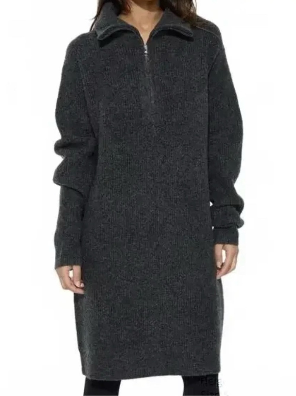 Uniqlo Dark Charcoal Half-Zip Knit Dress